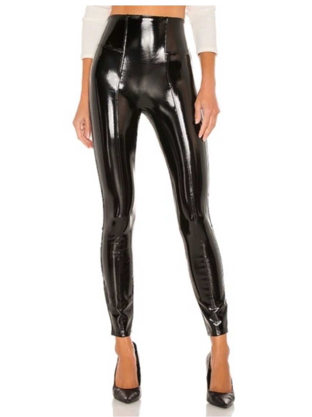SPANX Black High-Waist Patent Leather Leggings NWT